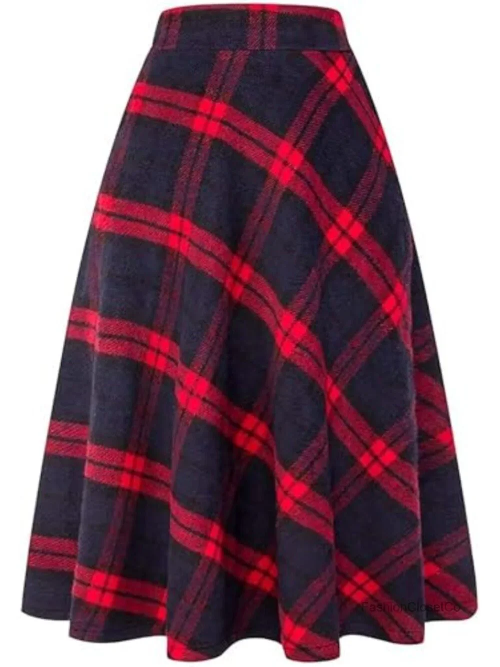 Women's Elastic Waist A-Line Midi Skirt with Pockets